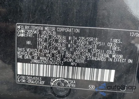 2007 Toyota Rav4 Sport from USA, damaged, VIN JTMBD32V076034213